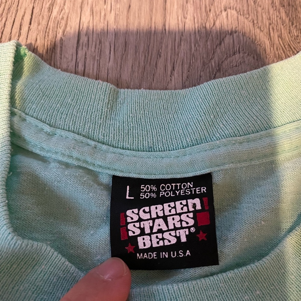 Vtg Screen Stars 90s SHAR-PEI Dog Blue Single Stitch T-Shirt Size L USA Made - Picture 7 of 7